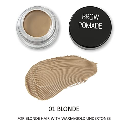 MAEPEOR Matte Eyebrow Pomade 6 Colors Creamy Smooth Full-pigmented Brow Pomade Long Lasting Waterproof Cream Brow Gel with Eyebrow Brush (Matte, 01 Blonde)