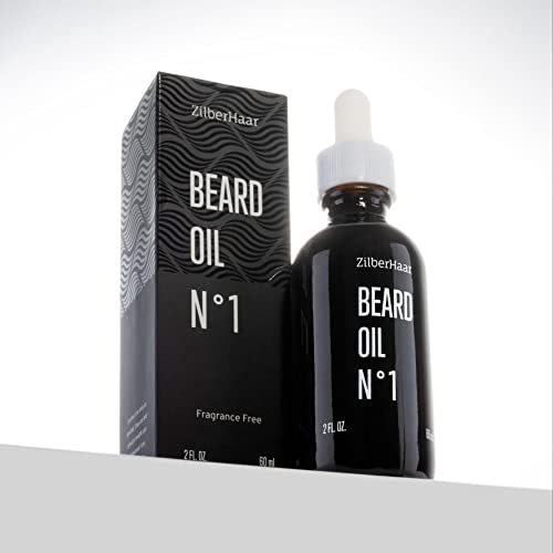ZilberHaar - Beard Oil N 1 - Pure, Organic Moroccan Jojoba Oil and Argan Oil - Natural Ingredients, Fragrance Free, Cruelty Free - For Natural Beard Growth and Hydration - 2 oz