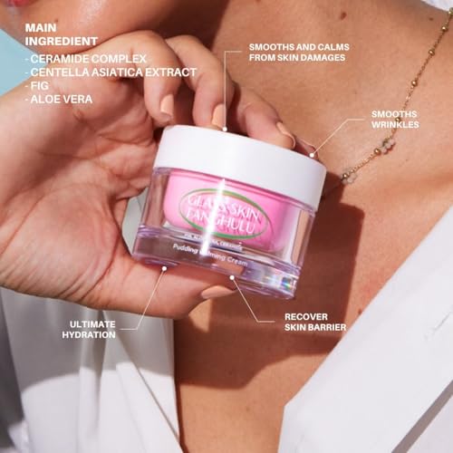 OLIVIAUMMA Glass Skin Tanghulu Fig Pudding Calming Cream - Korean Skin Care Moisturizer Face Cream for Barrier Repair & Hydration - Soothing korean moisturizer with Aloe Vera + Ceramide - 50g