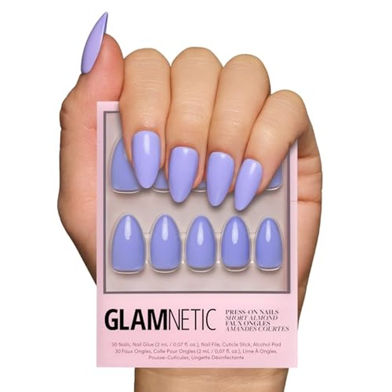 Glamnetic Periwinkle Press-On Nails - Short Almond Purple Kit
