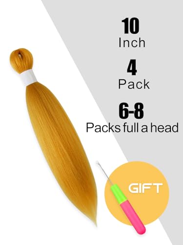 Pre-Stretched Braiding Hair 10 Inch, 4 Packs Yaki
