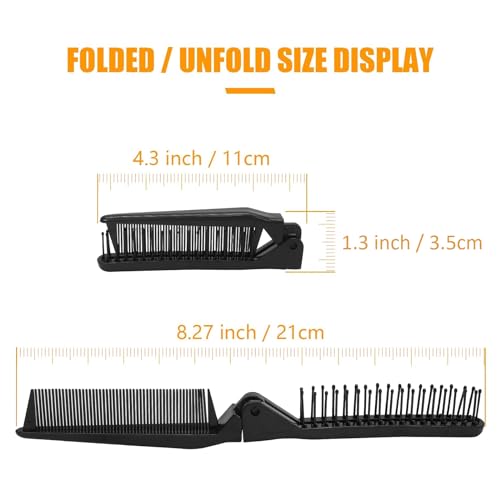 Qjaiune Hair Comb, 6 PCS Travel Foldable Brush Comb Portable Folding Hairdressing Tools, Anti-Static Hair Comb Mini Pocket Comb for Men Women (Black)