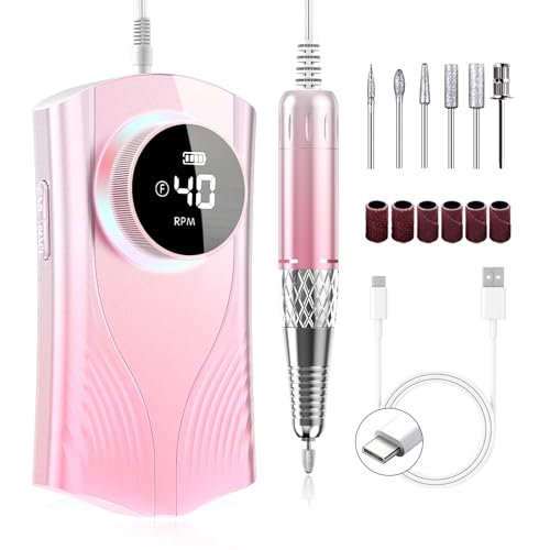 Pink Cordless Electric Nail Drill Machine for Manicure & Salon Use