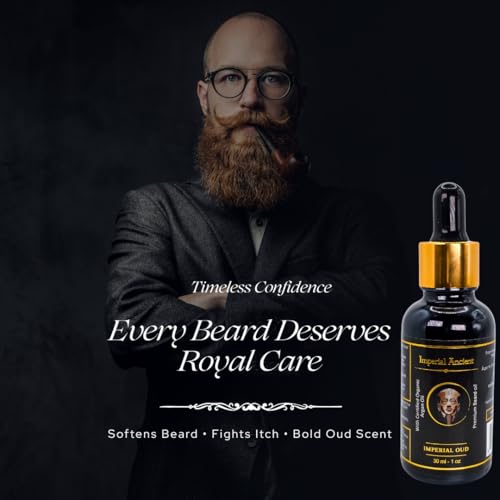 Imperial Oud Beard Oil for Men ? Premium Grooming Oil with Argan, Jojoba & Almond ? Softens Beard, Non-Greasy, Deeply Nourishing ? Luxurious Oud Scent ? 30ml ? Made in Canada