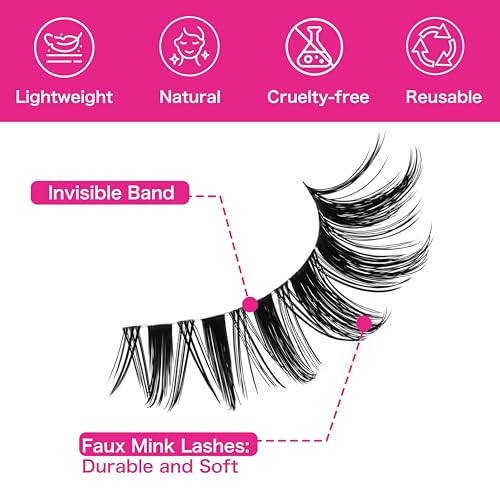 Wispy Faux Mink False Eyelashes - 5 Pairs Reusable Strip Lashes