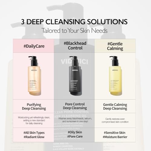 VIDIVICI Clear Deep Cleansing Oil Trio (1.01 fl oz X 3) - Dissolves Waterproof Makeup, Hydrating Cleanser, Travel Friendly