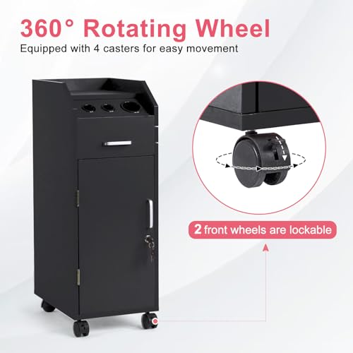 Winado Salon Trolley Cart with 4 Drawers & 3 Hair Dryer Holders