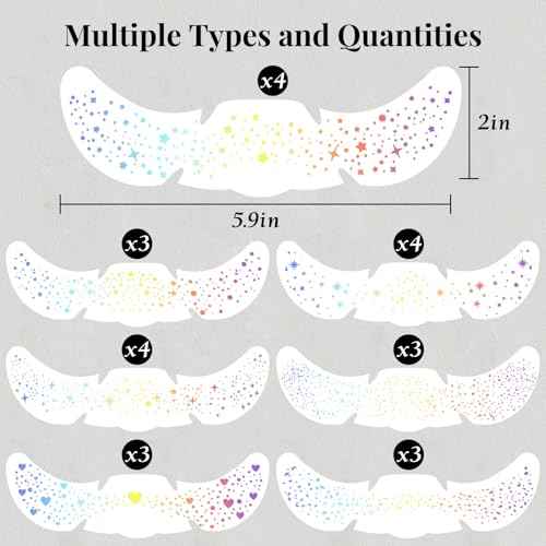 24pcs Glitter Freckles Makeup Patches-Holographic-Face Glitter Speckles, Sparkle Speckles Patches for Women, Cute Sparkling Fake Freckles, Glitter Freckles Face Tattoo, Musical Festival Accessories