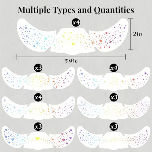 24pcs Holographic Glitter Freckle Stickers - Waterproof Face Tattoo Patches