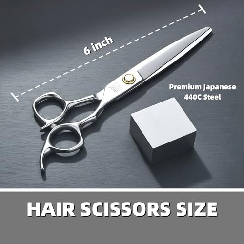 Professional 6" Hair Cutting Scissors - 440C Japanese Steel Convex Blades