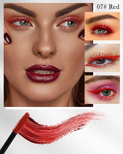 LYSdefeu 07# Red Waterproof Colored Mascara for Halloween & Cosplay Makeup