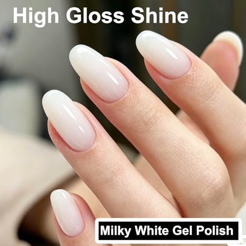 AzureBeauty 18ML Milky White Gel Nail Polish - Sheer Translucent Finish