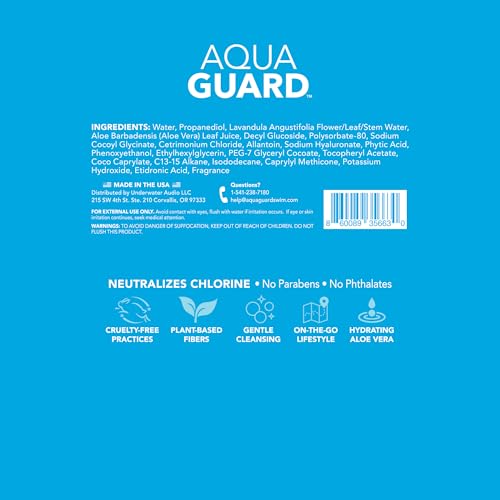 AQUA GUARD After-Swim Face & Body Wipes | Neutralize chlorine scent and residue | Moisturizing RINSE-FREE Formula (1 Pack of 25)