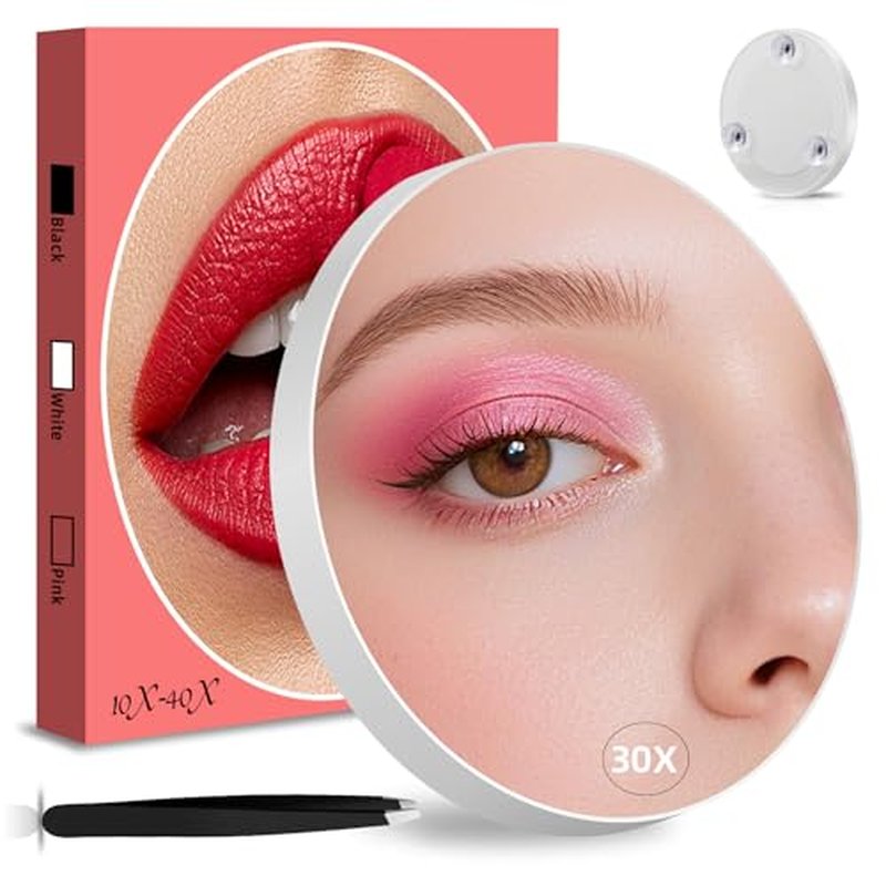 30X Magnifying Mirror with Suction Cups, 4.5" Travel Makeup