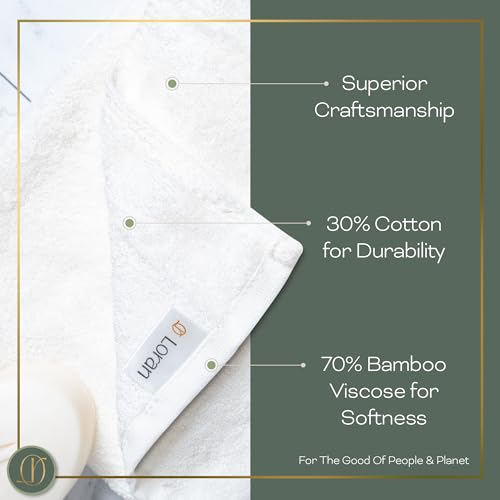 White Extra Large Washcloths Set of 6 Soft Body Cloths 13¡± x 13¡± 70% Viscose Derived from Bamboo, 30% Cotton Spa-Like Feel Silky for Skin Cleansing