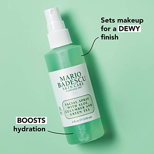 Mario Badescu Facial Spray with Aloe, Cucumber and Green Tea for All Skin Types | Face Mist that Hydrates & Invigorates | 4 FL OZ & 2 FL OZ Combo