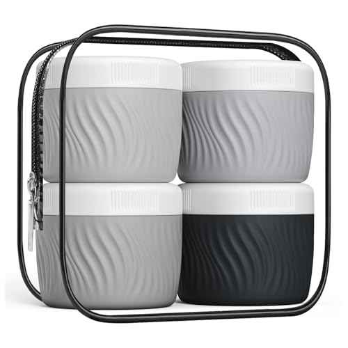 Travel Containers for Toiletries, Silicone Cream Jars BPA-Free, TSA Approved 3oz Travel Size Containers, Leak-proof Portable Size Silicone Jars with Lid for Face Hand Body Cream (4 Pack)