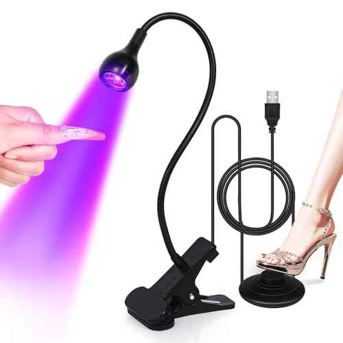 krofaue UV LED Nail Lamp - Quick Dryer Curing Light Foot Control Gooseneck UV Nail Dryers with Gooseneck and Clamp Manicure Salon DIY at Home Beauty Black