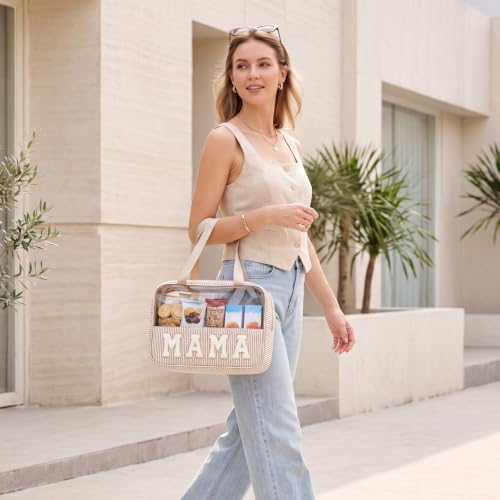 Seersucker Mama Bag - Large Clear Makeup Bag with Handle