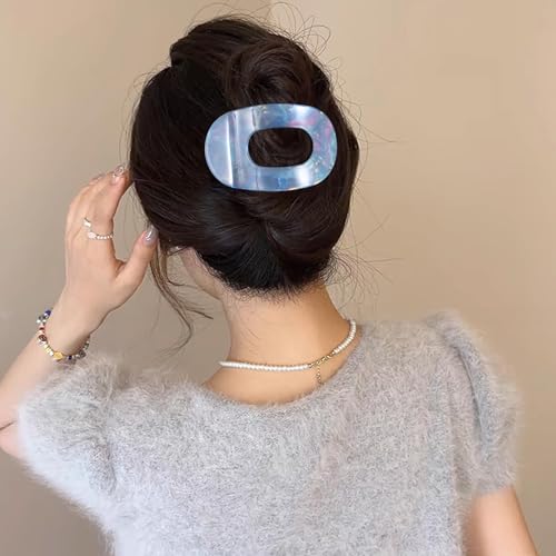 Flat Round Hair Claw Clip Strong Grip Hair Clip Elegant Jaw Hair Accessories for Women Girls Thick Hair, Black&White