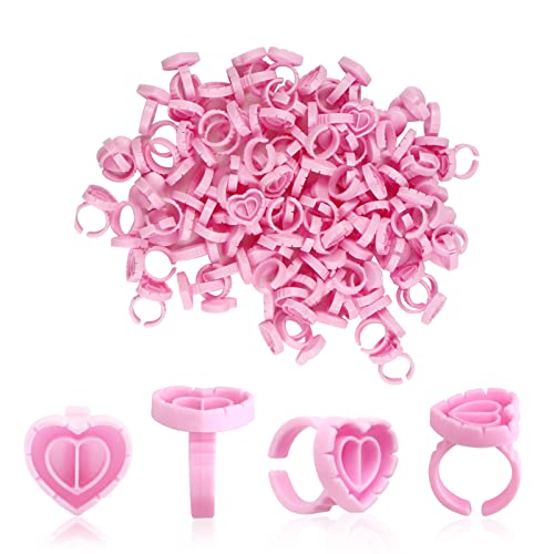 Eyelash Extension Glue Rings, 200pcs Heart Shaped Lash Cups