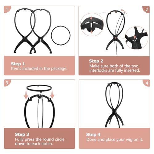 Dreamlover Collapsible Wig Stand for Short Wigs, 3 Pack