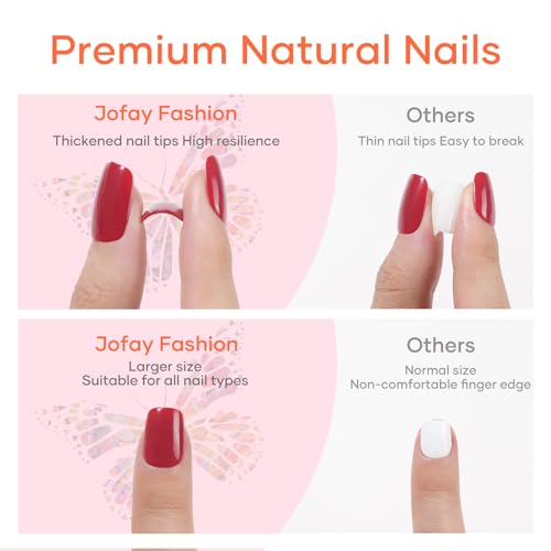 10 Packs (240 Pcs) Nail Tips Soft Gel Acrylic Nail Set Jofay Fashion Nude Pink Flower French Tip Press on Nails, Short Square Fake Nails Glue On Nails with Design Full Cover Nail Kit Salon Manicure