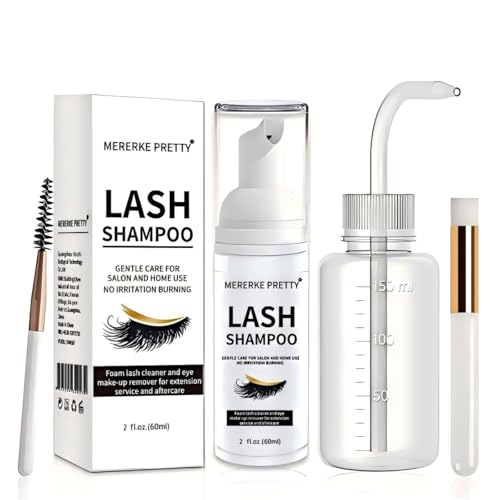 Eyelash Extension & Natural Lash Cleanser Kit with Brushes & Rinse Bottle