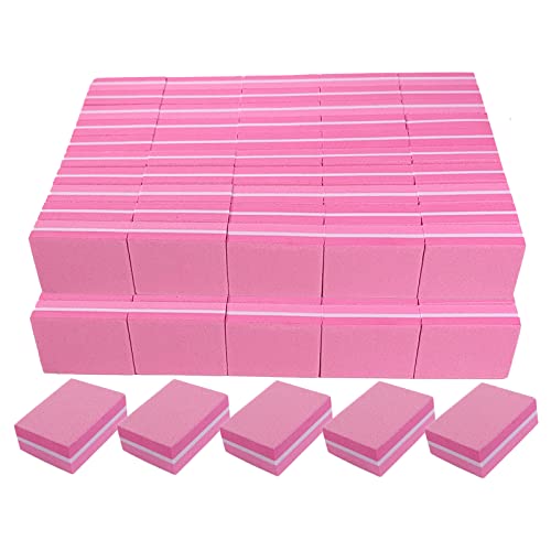Mini Nail Buffers 100 Pack - 100/180 Grit for Acrylic & Natural Nails