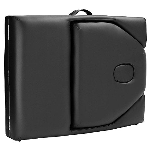 Saloniture Portable Massage Table with Backrest - Black, Deluxe Comfort & Sturdy Support