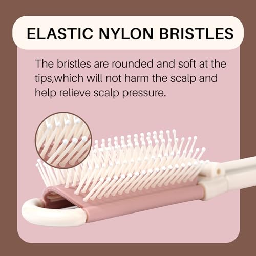 RHOS Folding Travel Hair Brush with Mirror
