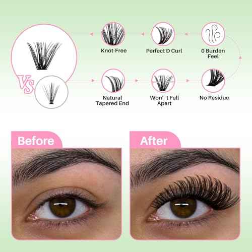 Lash Clusters 4 Style DIY Lashes Clusters Eyelash Clusters False Eyelashes Cluster Eyelash Extensions Wispy Lash Clusters Natural Cluster Lashes(640pcs 20D+40D+60D+80D,9-16mm)