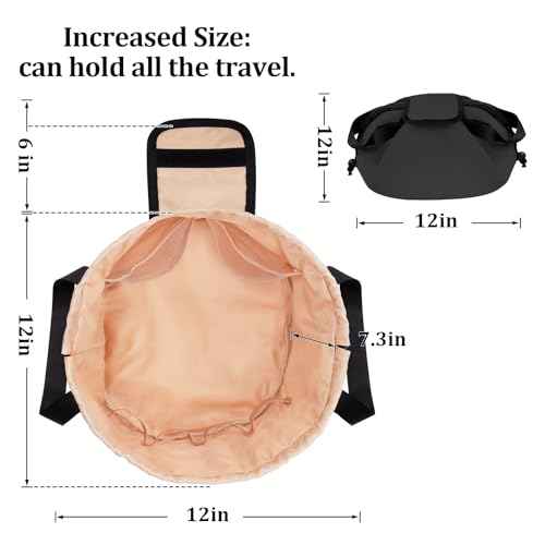 Barrel Drawstring Makeup Bag Large Travel Makeup Bag,Portable Large Capacity Cosmetic Bag Toiletry Organizer for Travel Accessories Make Up Essentials and Hair Product,Gifts (Black)
