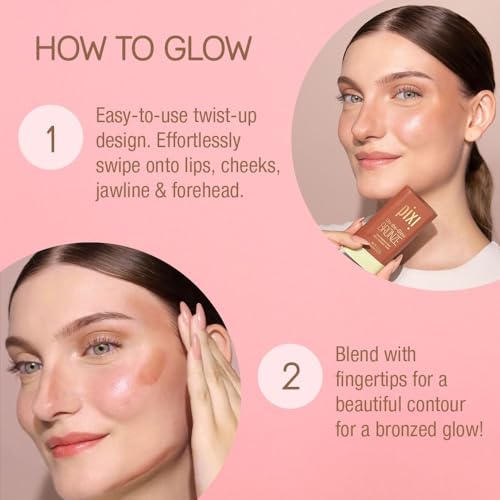 Pixi On-the-Glow Bronze Hydrating Tinted Bronzer Stick, 0.6oz