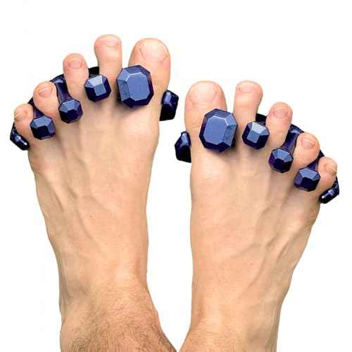 YogaToes¢ç Gems¢ç for Men Fits Men's Shoe Size 7 & Up. Gel Toe Stretcher & Separator in Metallic Blue. Helps Foot Pain & Boost Athletic Performance!