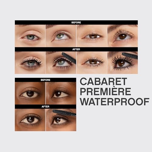 Vivienne Sab? Cabaret Premiere Black Waterproof Mascara, Volume and Length, Curling, No Flaking, No Clumping, Smudge Proof, Washable, Cruelty-Free, Made in Europe, (01 Black), 0.3 Fl Oz, 1 Pack