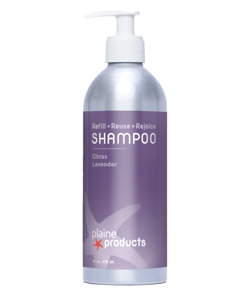 Plaine Products Eco-Friendly Shampoo - Citrus Lavender - Sulfate Free, 16oz (Refillable Bottle with Pump)