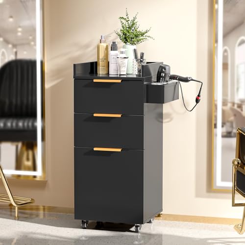OmySalon 3-Tier Salon Cart with Drawers & Adjustable Shelf