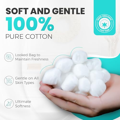 Ar3 Beauty 100% Pure Cotton Balls - Hypoallergenic & Lint-Free Bulk Pack
