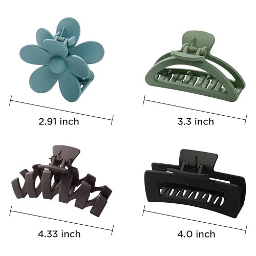 Sunolga 8-Piece Claw Hair Clips for Thick Hair, Multi-Color