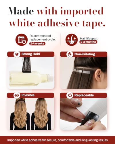 Moresoo Black Tape-in Human Hair Extensions 10 Inch 20 Pieces Seamless Weft