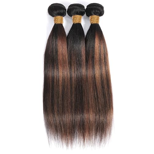 Fridnae Light Brown P1B30 Straight Human Hair Bundles 12-34 Inch, 3-Pack