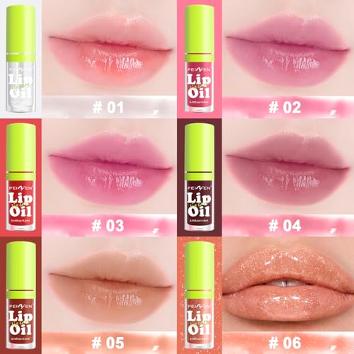 6-Color Lip Gloss Set with Moisturizing Oil Formula