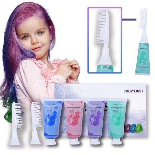 Temporary Hair Chalk Wax Kit, 4 Colors for Kids