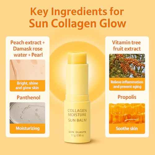 Collagen Sun Grow balm SPF50 Brightening &Hydrating UV Shild for Glowing Skin Anti-Aging Korean Skincare 11g(0.38oz)