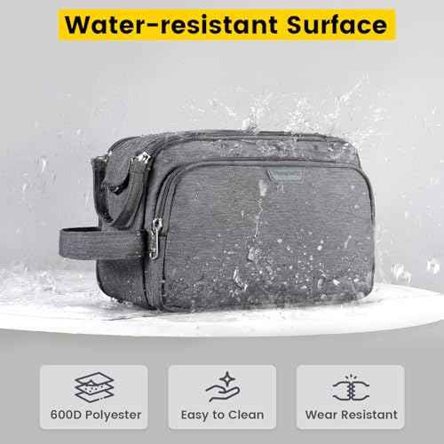 Vorspack Travel Toiletry Bag - Water Resistant Travel Bag for Toiletries, Cosmetics, Accessories, Gifts for Men - Grey