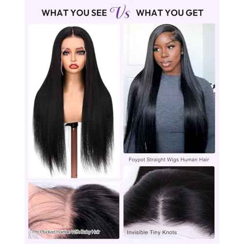 30 Inch Straight Wigs Human Hair 13x6 Lace Front Wigs Human Hair Pre Plucked 200 Density HD Transparent Lace Frontal Glueless Wig for Women with Baby Hair