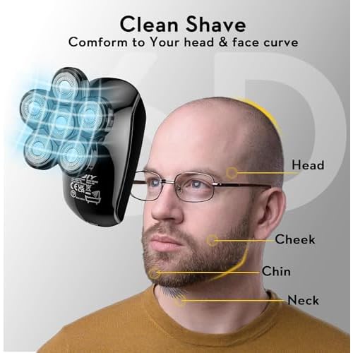 Kibiy Head Shavers Replacement Blades, 6 Blades Head Shaver for Bald Men Replacement, Easy Install Electric Razor Shaver for Model MS-672