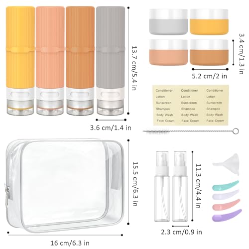 JessLab 16 Pack TSA-Approved Travel Bottles & Containers