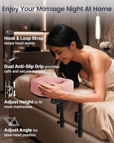 Massage Headrest for Bed Adjustable Height Face Cradle - Pink (CALZORO)